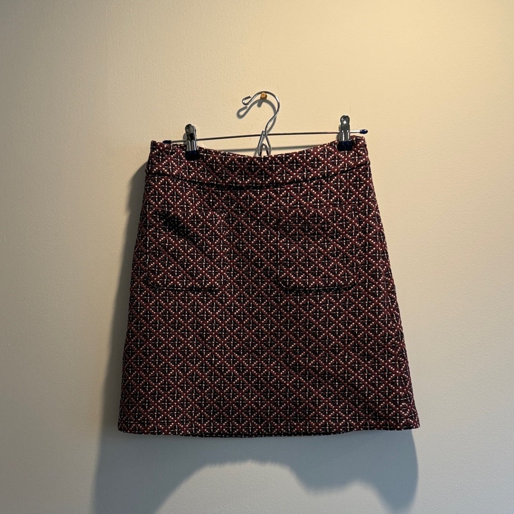 LOFT Burgundy Geometric Mini Skirt
